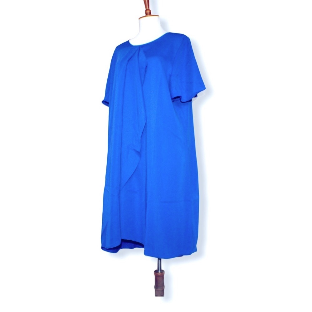 BCBGMaxAzria Blue Ruffle Mini Shift Dress Size Large - Picture 4 of 14